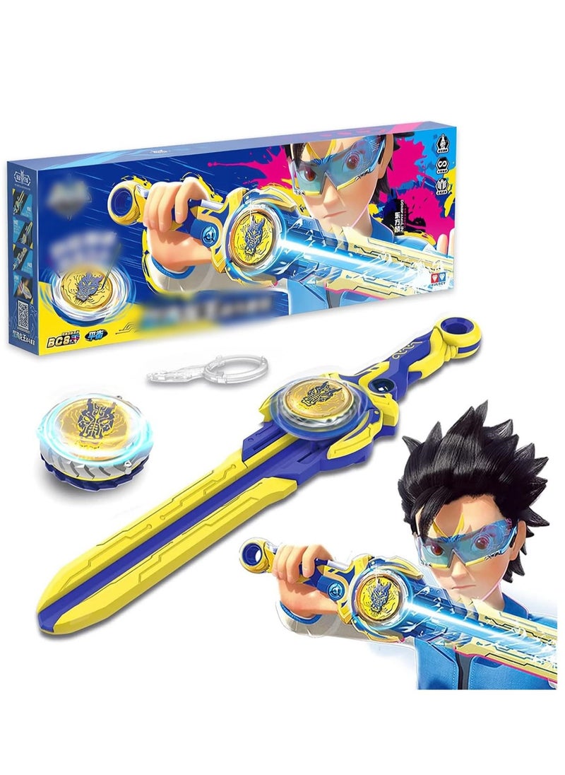 ماركة غير محددة لعبة Battling Top Burst Gyro Toy، قمة دوارة مع قاذف سيف، مجموعة ألعاب معركة لعمر 5 6 7 8 9 10 سنوات للأولاد والبنات، هدايا للأولاد والبنات والأطفال (تنين موجة الغضب)  - Image 1