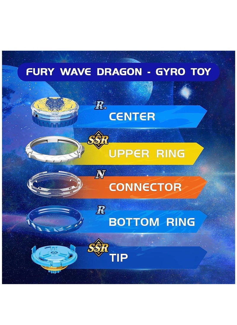ماركة غير محددة لعبة Battling Top Burst Gyro Toy، قمة دوارة مع قاذف سيف، مجموعة ألعاب معركة لعمر 5 6 7 8 9 10 سنوات للأولاد والبنات، هدايا للأولاد والبنات والأطفال (تنين موجة الغضب)  - Image 3