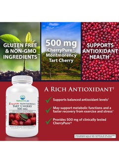 Nature's Lab Nature’S Lab Tart Cherry 500Mg Contains Powerful Antioxidants & Flavonoids Supports Metabolic Functions & General Wellness Non Gmo Vegan Gluten Free* 180 Capsules (6 Month Supply)  - Image 4