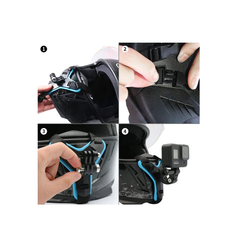 SOLARAE Motorcycle Helmet Chin Strap Mount for GoPro Hero 9/ 8/ 7/ 6 /5 Black, Session 4, Hero 3, DJI Osmo Action, Insta 360 ONER, AKASO/ Campark/ YI and More - Image 3