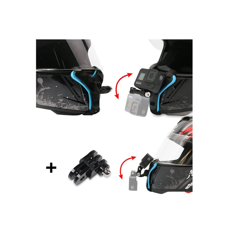 SOLARAE Motorcycle Helmet Chin Strap Mount for GoPro Hero 9/ 8/ 7/ 6 /5 Black, Session 4, Hero 3, DJI Osmo Action, Insta 360 ONER, AKASO/ Campark/ YI and More - Image 2