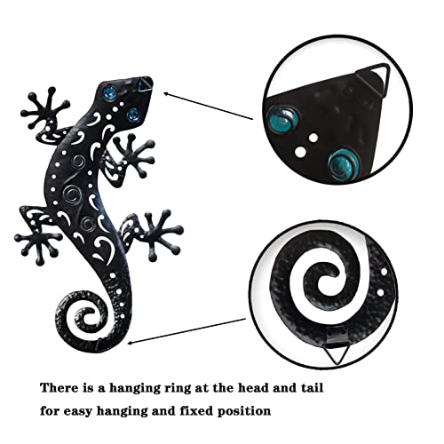 Tuokiuhn Metal Lizards Outdoor Decor Metal Gecko Wall Decoration Geico Lizard 13.5 * 8.5 Inch 3 Pack Set Suitable for Hanging in Yard Or Fence - Image 4