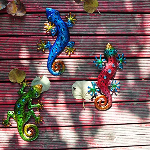 Tuokiuhn Metal Lizards Outdoor Decor Metal Gecko Wall Decoration Geico Lizard 13.5 * 8.5 Inch 3 Pack Set Suitable for Hanging in Yard Or Fence - Image 5