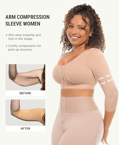 FeelinGirl Arm Shapewear for Women Arm Girdles Post Surgery Breast Augmentation Compression Bra Nude XXL - Image 2