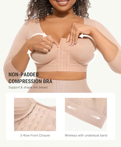 FeelinGirl Arm Shapewear for Women Arm Girdles Post Surgery Breast Augmentation Compression Bra Nude XXL - Image 3