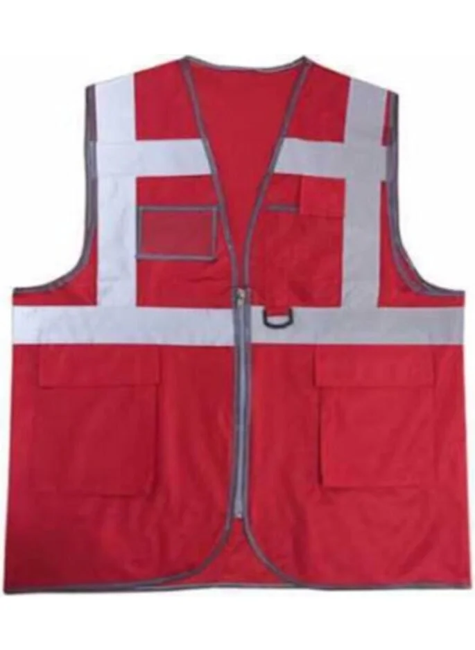 فينتو Engineer Type Vest with Reflective Pockets Red