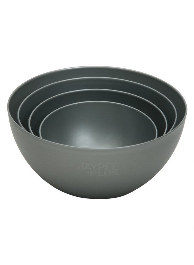 وعاء خلط من بلاستيك جايبي بلس | أوعية خفيفة الوزن، قوية ومتينة | مثالية للتقديم، التخزين والتكديس مجموعة من 4 - (2800+2000+1200+800) مل (رمادي)