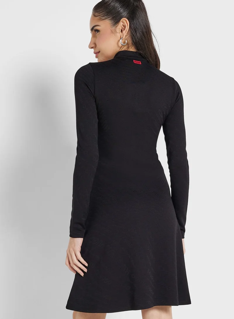 HUGO Zip Detail Knitted Dress