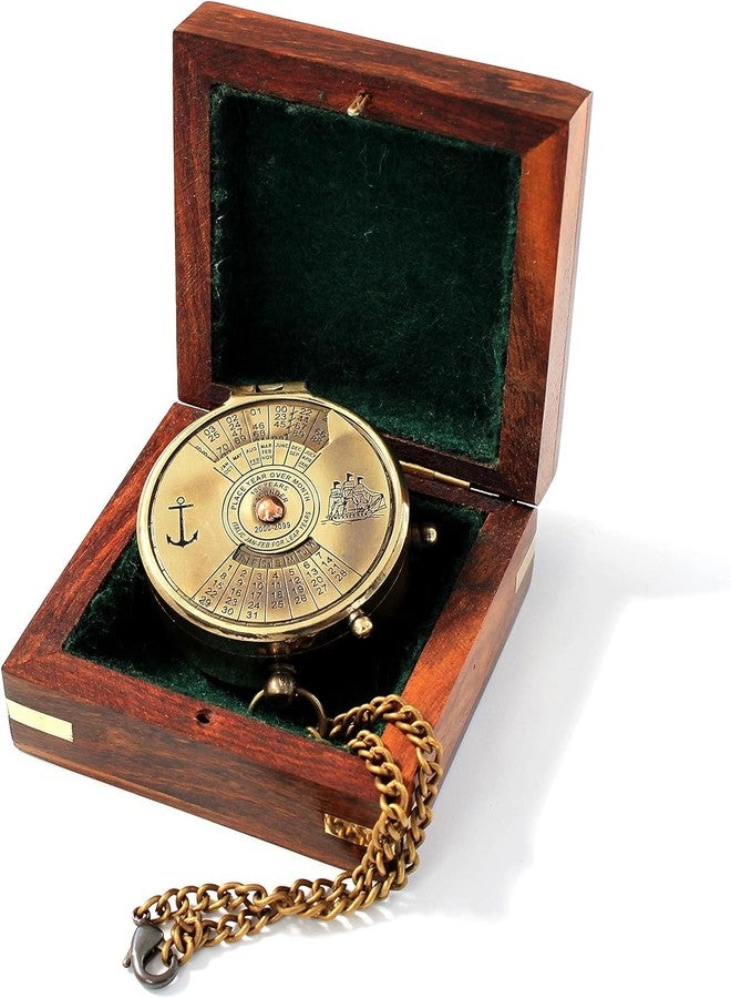 OCEAN REPLICAS Pocket Calendar Compass, Camping Travelling Equipment, Boat Compass, Engraved Brass Compass, Home Decor, Gifts for Kids Children Teen Family, Nautical Navy Compass - Image 3