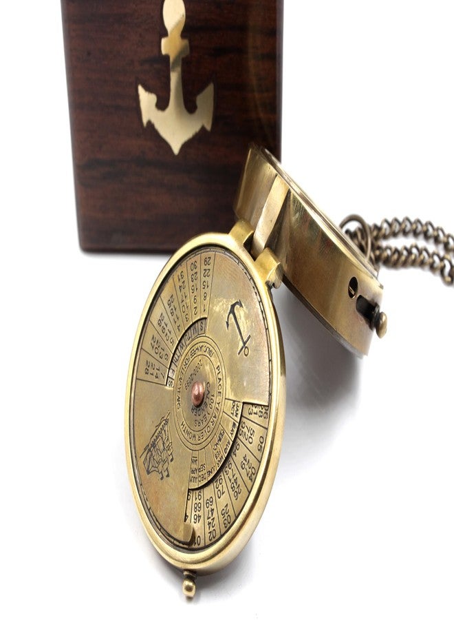 OCEAN REPLICAS Pocket Calendar Compass, Camping Travelling Equipment, Boat Compass, Engraved Brass Compass, Home Decor, Gifts for Kids Children Teen Family, Nautical Navy Compass - Image 1
