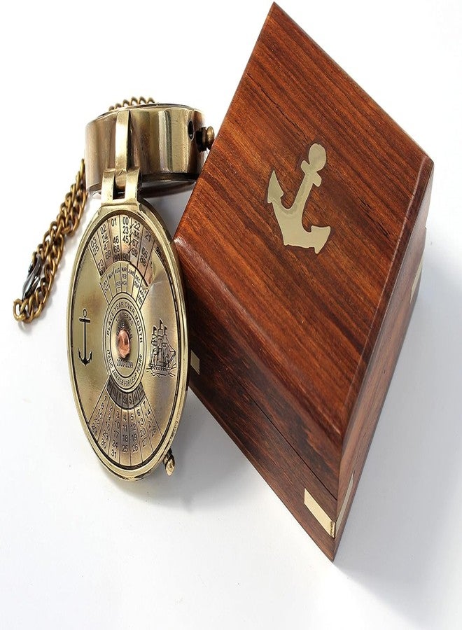 OCEAN REPLICAS Pocket Calendar Compass, Camping Travelling Equipment, Boat Compass, Engraved Brass Compass, Home Decor, Gifts for Kids Children Teen Family, Nautical Navy Compass - Image 2
