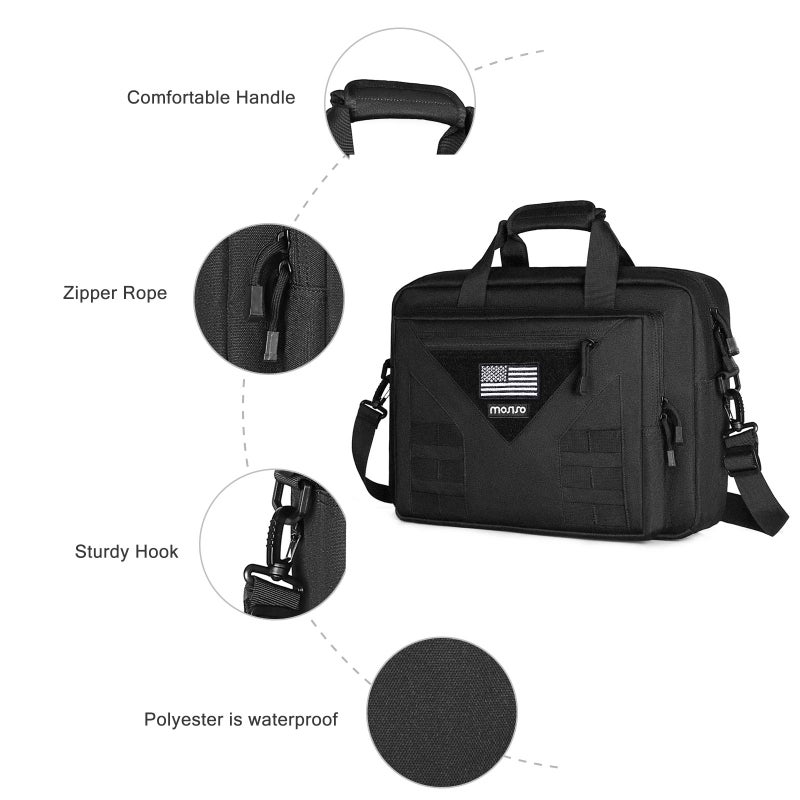 Mosiso حقيبة حاسوب محمول تكتيكية من موسيسو، 15-16 بوصة، حقيبة حمل متعددة الوظائف قابلة للتعديل، بسعة كبيرة، مع جيوب، سوداء - Image 2