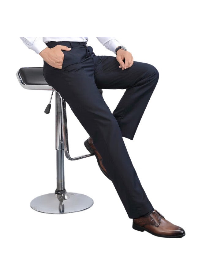ROMON Casual Pants For Men, Trendy Loose Fit, Business Elastic Versatile Commuter Suit, Ice Silk Trousers, Xk35, Navy Blue, Size 34 - Image 2