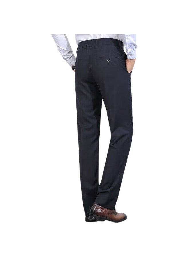 ROMON Casual Pants For Men, Trendy Loose Fit, Business Elastic Versatile Commuter Suit, Ice Silk Trousers, Xk35, Navy Blue, Size 34 - Image 3