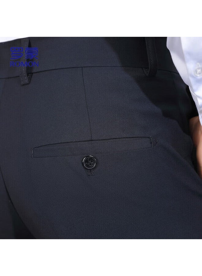 ROMON Casual Pants For Men, Trendy Loose Fit, Business Elastic Versatile Commuter Suit, Ice Silk Trousers, Xk35, Navy Blue, Size 34 - Image 1
