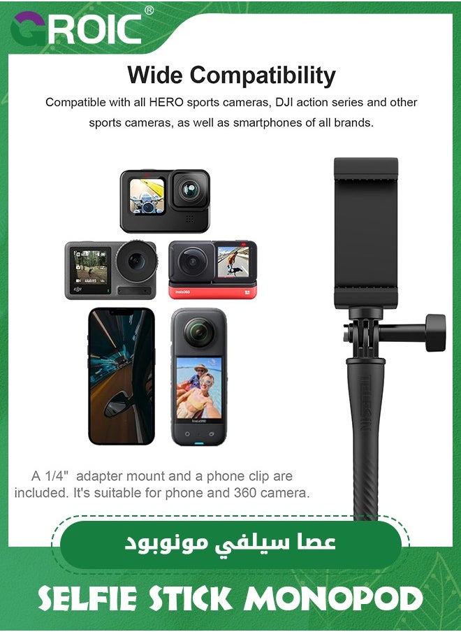 GROIC Camera Flexible Mount, Clamp Phone Stand Stick Pole for GoPro Insta360, Tripod Stabilizer Neck Holder Bike Treadmill Stroller Car Attachment Accessories for Go Pro Hero 12 11 10 9 8 DJI Action  - Image 4