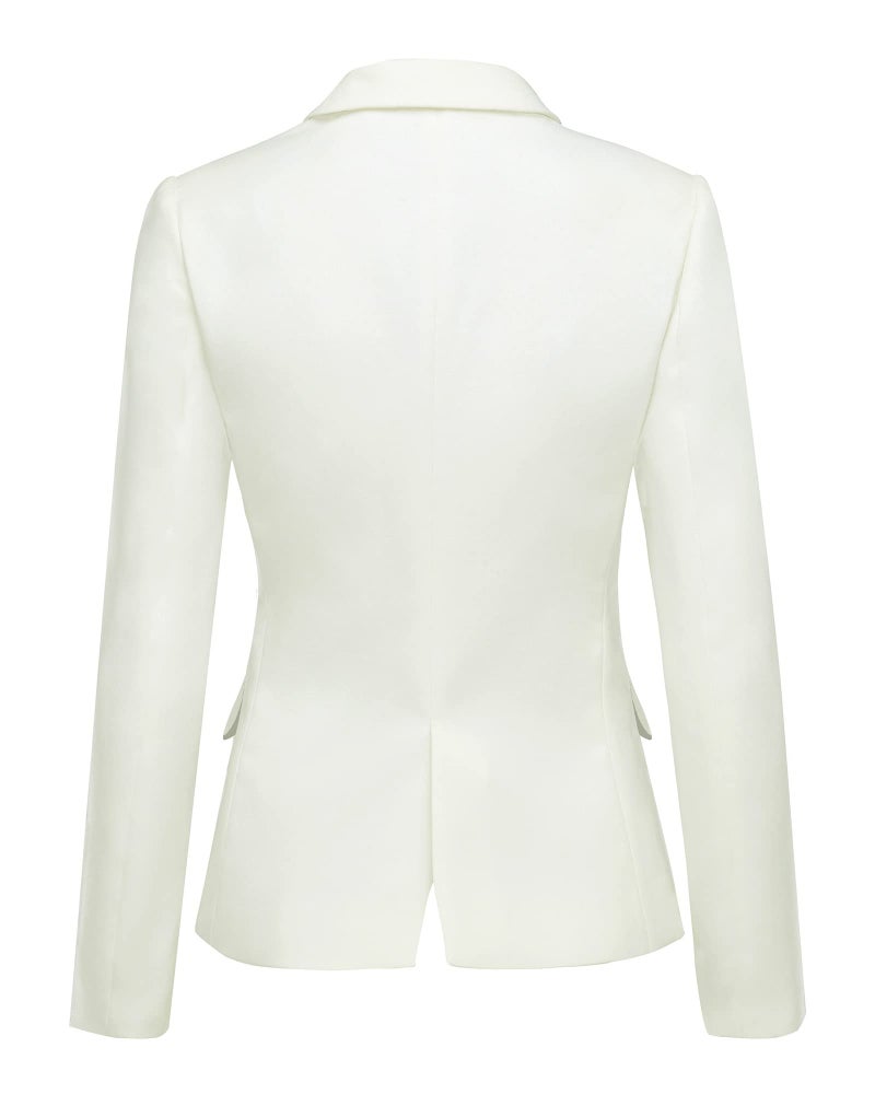 LookbookStore Womens Notched Lapel Pockets Button Work Office Blazer Jacket Suit - Image 2