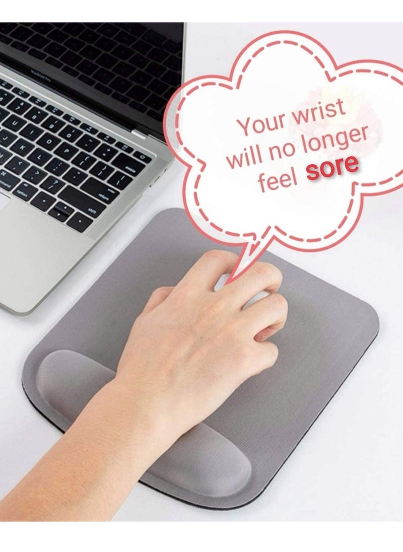 Ergonomic Mouse Pad,Office Mouse Pad，High Elasticity Mouse Pad，with Wrist Support,with Non slip Base，for Relieving Wrist Pain，for Computer, Laptop, Office ，Home(Grey)
