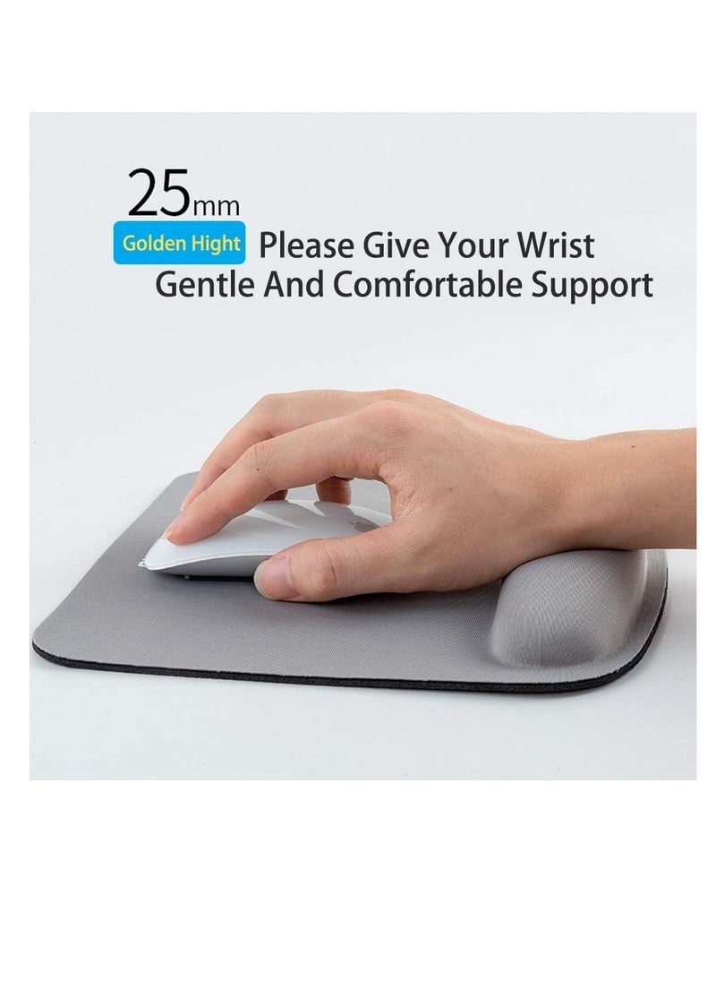 Ergonomic Mouse Pad,Office Mouse Pad，High Elasticity Mouse Pad，with Wrist Support,with Non slip Base，for Relieving Wrist Pain，for Computer, Laptop, Office ，Home(Grey)