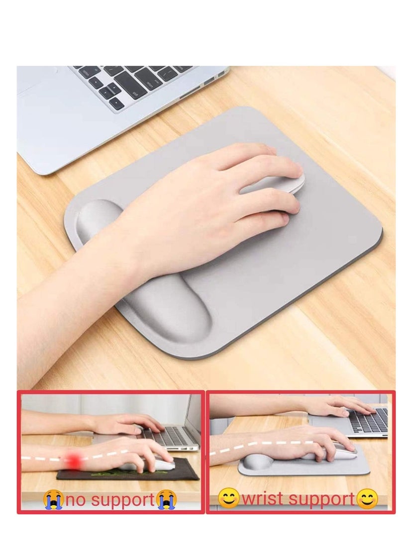 DUNISO Ergonomic Mouse Pad,Office Mouse Pad，High Elasticity Mouse Pad，with Wrist Support,with Non slip Base，for Relieving Wrist Pain，for Computer, Laptop, Office ，Home(Grey)  - Image 1