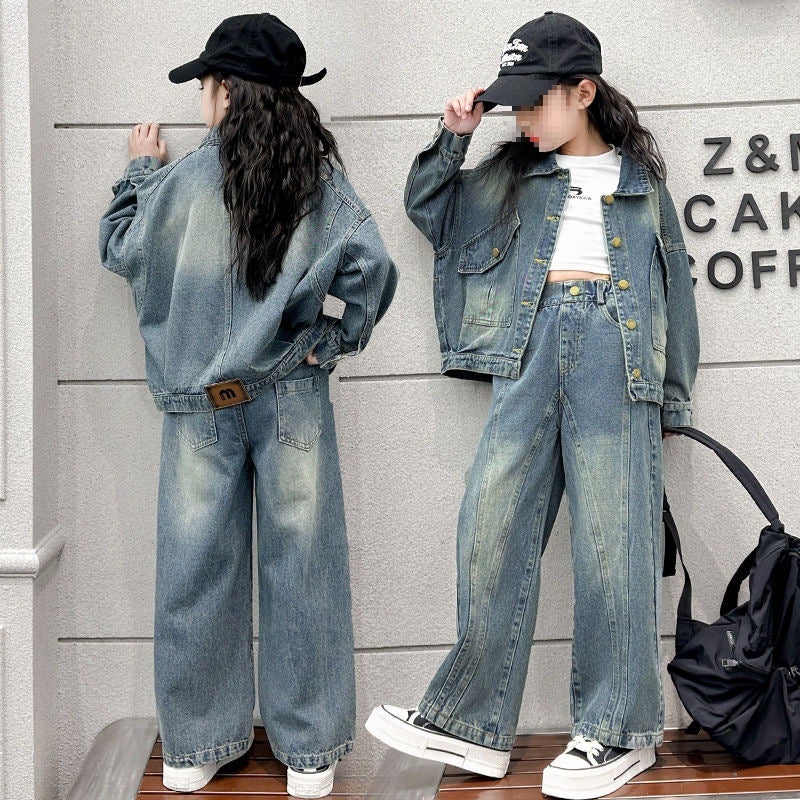 Girl'S Big Boy'S Spring Denim Coat Girl'S Retro Korean Style Big Boy'S Fashionable Cardigan Top - Image 4