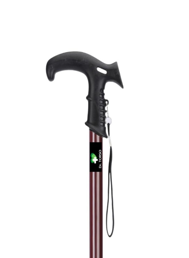 عصا المشي رباعية الأرجل من دكتور تورسو، قابلة لتعديل الارتفاع، مصنوعة من الفولاذ الطري، خفيفة الوزن، مناسبة للرجال والنساء والمرضى وكبار السن (لون الكرز). - Image 2