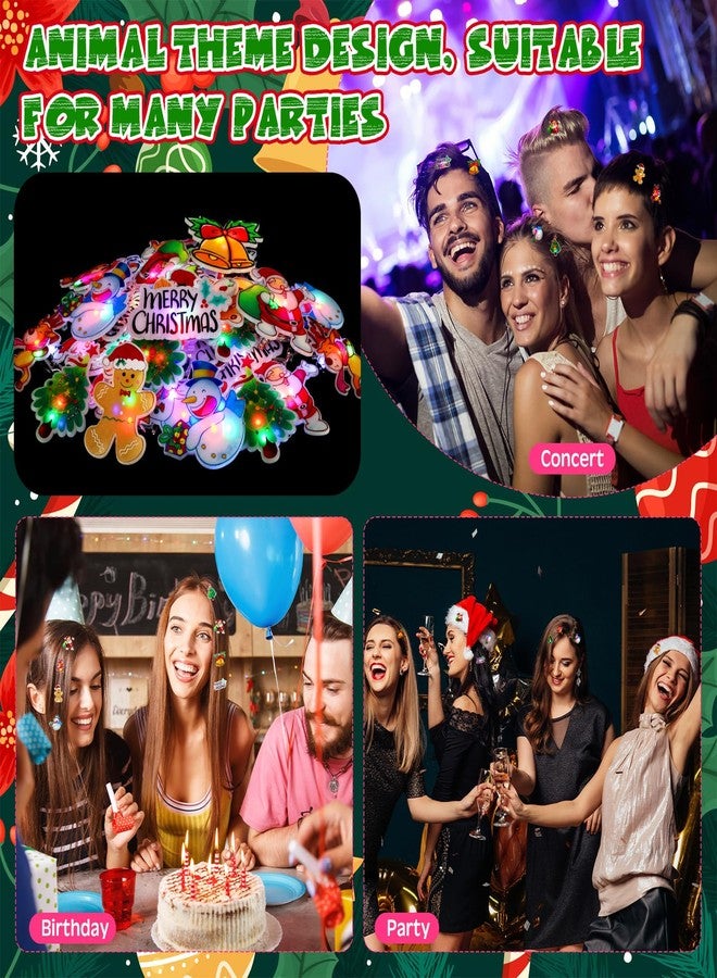 Luinabio 30 Pcs Light up Christmas Hair Clips Christmas Hair Accessories Gifts Xmas Santa Claus Gingerbread Man Cartoon Hairpin Holiday Festive Trinkets Hairpin Party Favors - Image 5