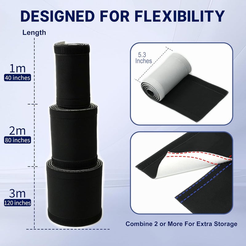 CableGeeker Cable Management Sleeve 10ft (120 inch) - 1.5 inch, Hook-and-Loop Cuttable Neoprene Cord Organizer, Split Wire Reversible Cord Protector for TV USB PC Ethernet Cable Hider Protect Pets Kids - Image 4