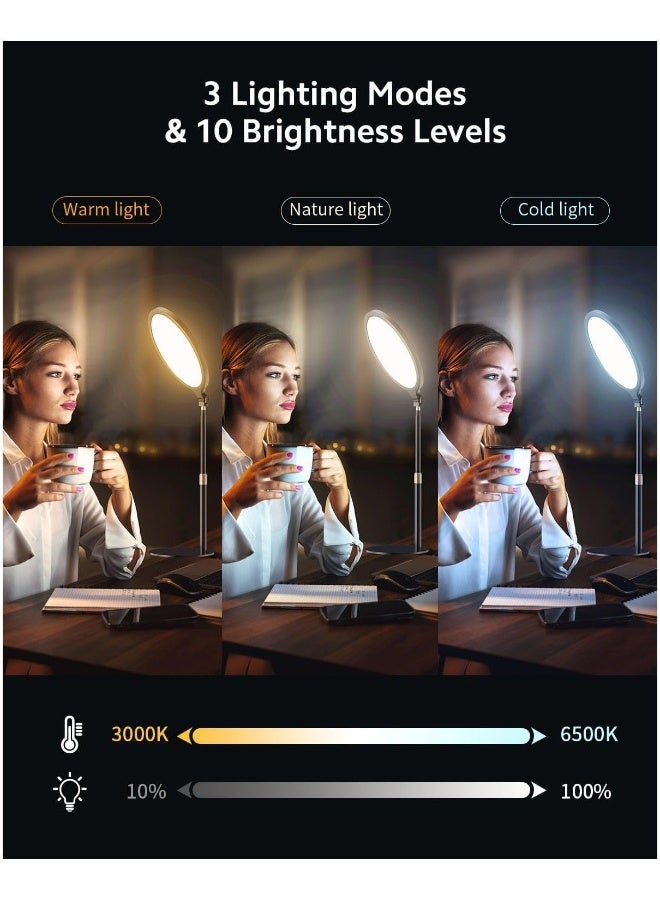 Highdas 10.5'' Full Screen Ring Light With Stand for Zoom Meetings, 360° Rotate Zoom Lighting for Computer Video Conference Light Desk Light,LED Lighting with Phone Holder for Live Streaming, Video Call - Image 4