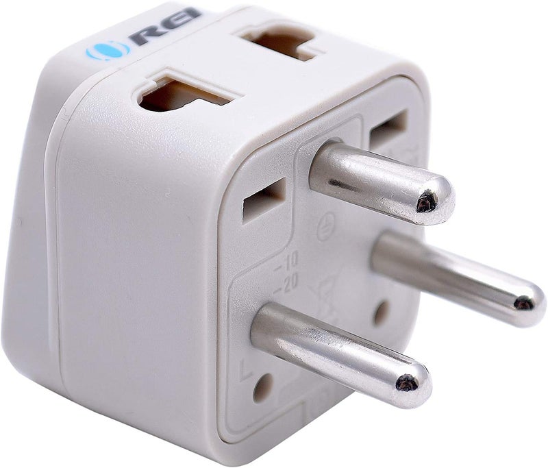 أوري Travel Adapter US to Denmark Plug Adapter - Type K - Universal 2 in 1 - CE Certified - RoHS Compliant - White (DB-20) - Image 1