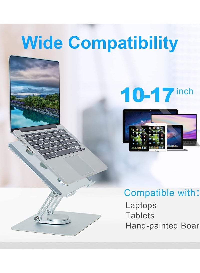 360° Rotating Foldable Laptop Stand for Desk - Portable Height Adjustable Aluminum Alloy Cooling Laptop Riser compatible with Ipad Macbook Air Dell Asus Hp Lenovo and More 10 to 17 Inch Notebook - Image 5