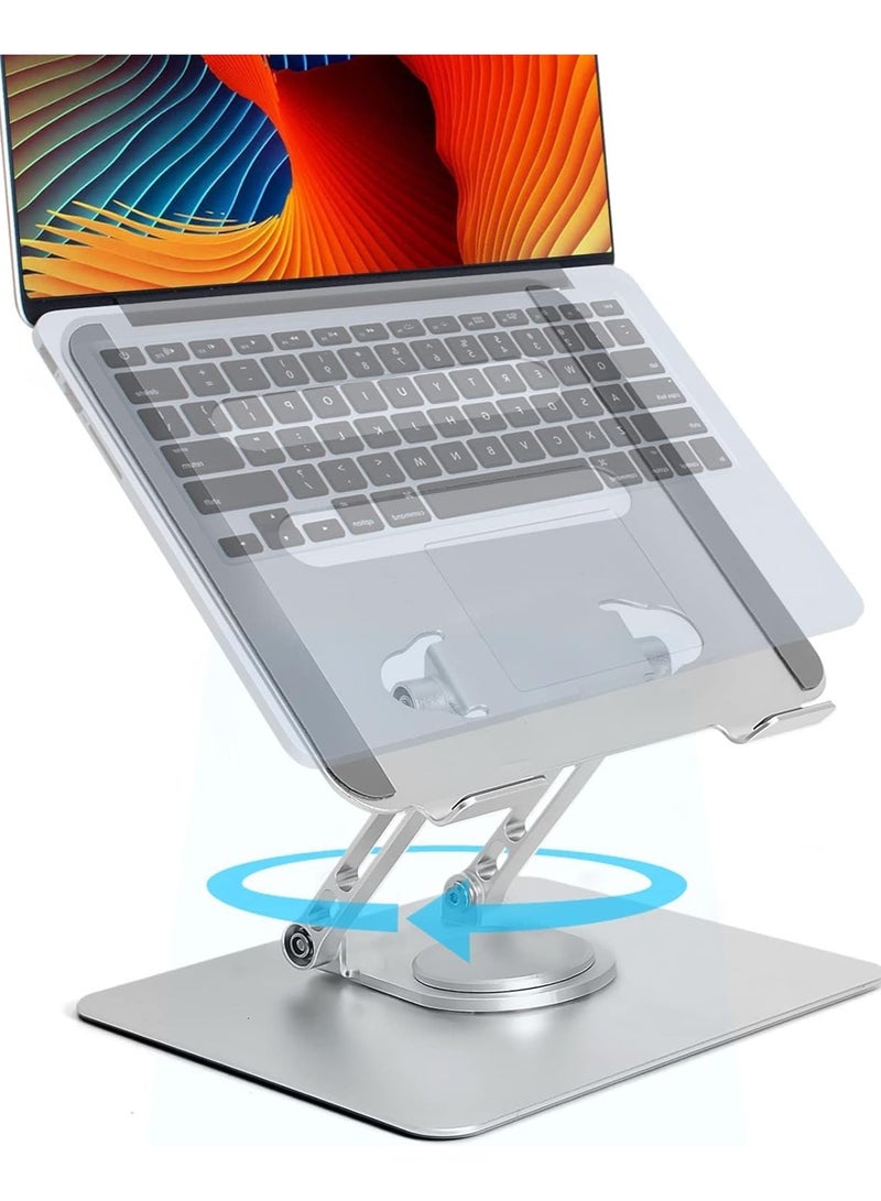 360° Rotating Foldable Laptop Stand for Desk - Portable Height Adjustable Aluminum Alloy Cooling Laptop Riser compatible with Ipad Macbook Air Dell Asus Hp Lenovo and More 10 to 17 Inch Notebook - Image 1