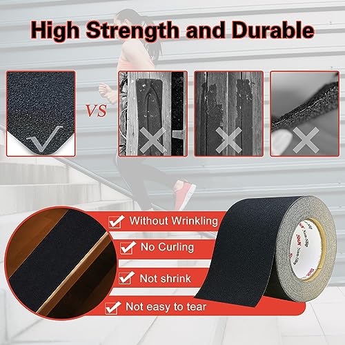 SX S&X Premium Outdoor Anti-Slip Tape - 4" x 60' Black Non-Slip Traction for Stairs, Ramps, Walkways, Boats, Weatherproof, High Traction, Long-Lasting Safety Solution - Image 3