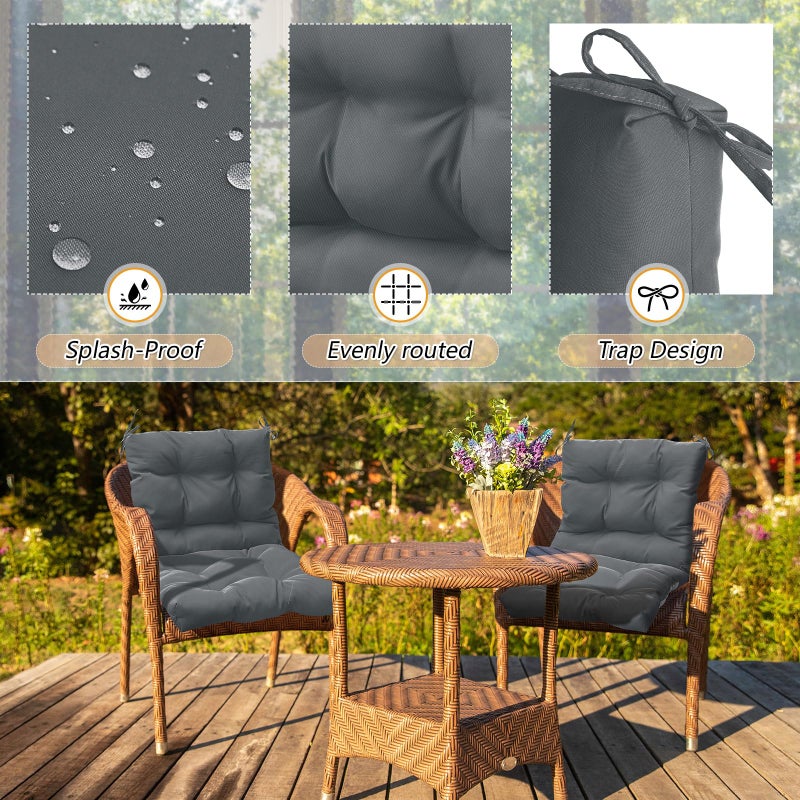 Marsui 4 Pcs Outdoor Indoor High Back Chair Cushions Patio Furniture Tufted Pillow with Ties Water-Resistant Replacement Outdoor Rocking Chair Cushions, 42 x 21 Inches (Dark Gray,Solid Color) - Image 5