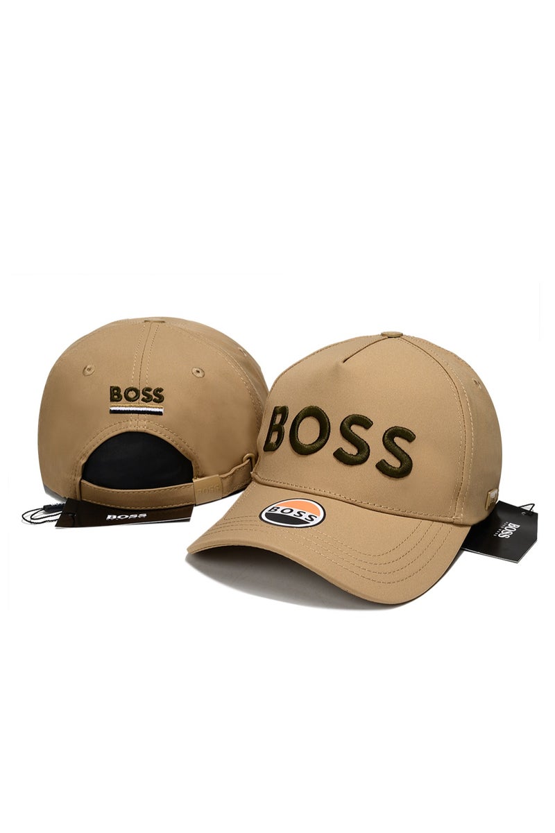 BOSS Beige Cap with Embroidered Logo  Brand Patches