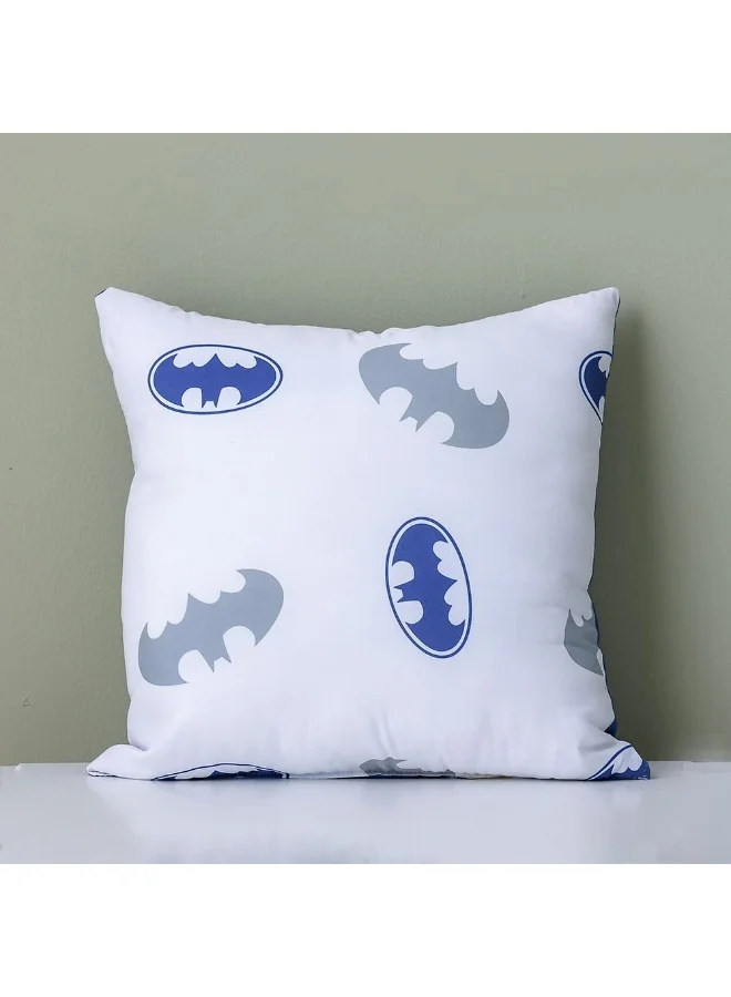DANUBE HOME Batman Filled Cushion - 40x40 cm | Decorative Throw Pillow For Kids | Soft Canvas Cushion | Ideal For Sofa & Bedroom Decor | Dark Blue