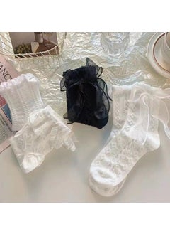 Generic Elegant White Lace Bow Socks, Sweet Lolita Mid-Calf Summer Thin Socks white bow  - Image 4