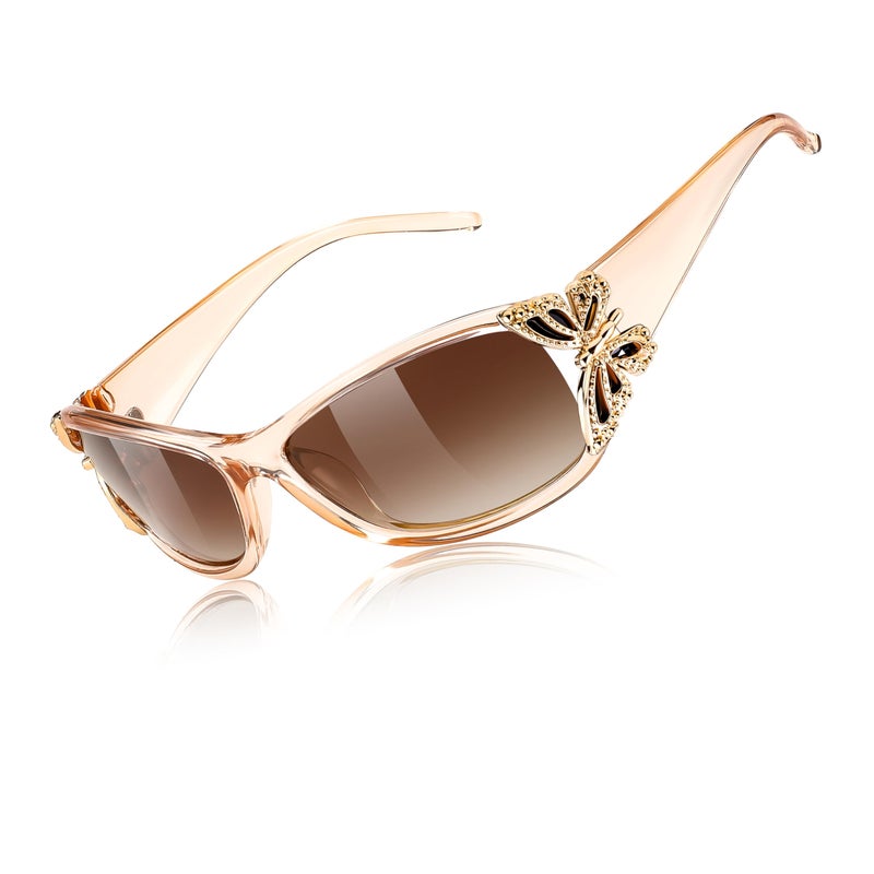 FEISEDY Trendy Polarized Y2K Sunglasses Wrap Around Butterfly Design Fashion Sunnies UV400 Protection B0078 - Image 2