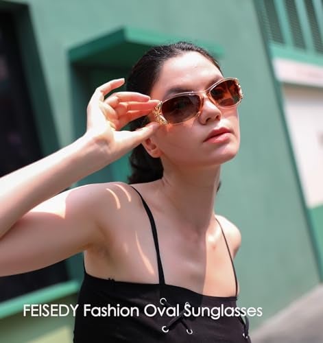 FEISEDY Trendy Polarized Y2K Sunglasses Wrap Around Butterfly Design Fashion Sunnies UV400 Protection B0078 - Image 3