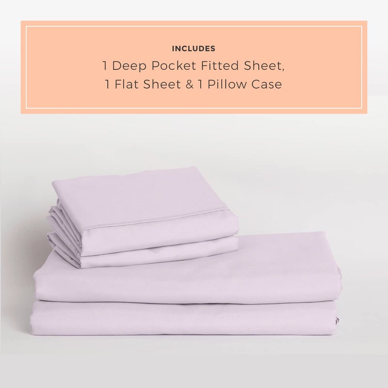 PeachSkinSheets مجموعة ورقة الخزامى لافندر ميست - مستوى 1500TC من النعومة - أوراق تبريد ناعمة إضافية للنوم الساخن والتعرق الليلي - الحجم التوأم XL  - Image 2