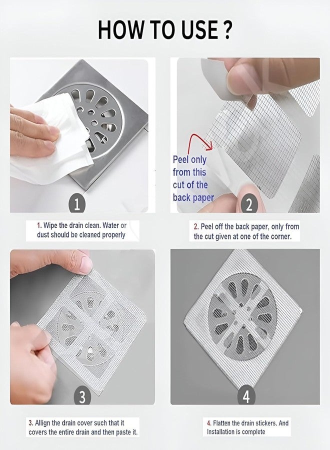 DHARNIX Disposable Shower Drain Cover Hair Catcher Mesh Stickers, Bathroom, Bathtub Drain Kitchen Shower Drain Floor Sink Strainer Filter (5) - Image 3