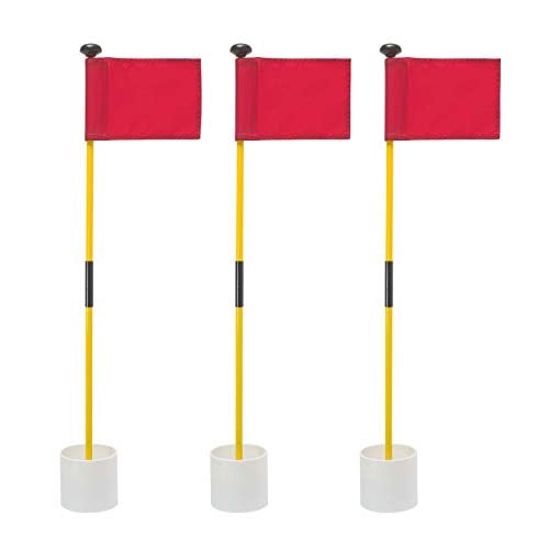 Murray Sporting Goods Golf Flagsticks, Flags and Cups, Set of 3 | Mini Golf Flagsticks with Holes for Putting or Chipping Greens | Putting Green Poles, Cups and Flags in Red, White and Blue (Red) - Image 1