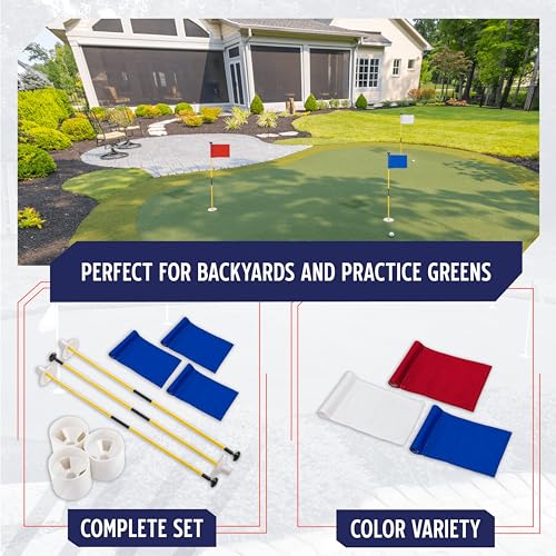 Murray Sporting Goods Golf Flagsticks, Flags and Cups, Set of 3 | Mini Golf Flagsticks with Holes for Putting or Chipping Greens | Putting Green Poles, Cups and Flags in Red, White and Blue (Red) - Image 2