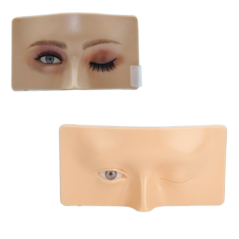 Eye Makeup Practice Board Open Close Eyes Reusable Silicone Mannequin Face Board with Bracket White Skin - Image 1