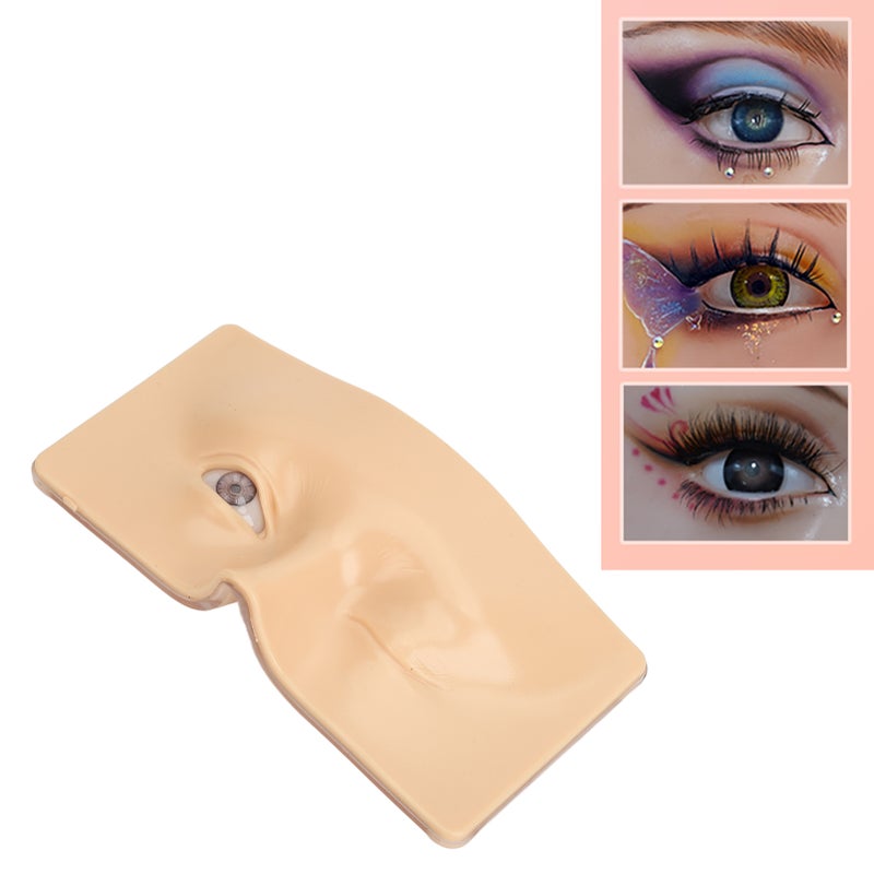 Eye Makeup Practice Board Open Close Eyes Reusable Silicone Mannequin Face Board with Bracket White Skin - Image 3