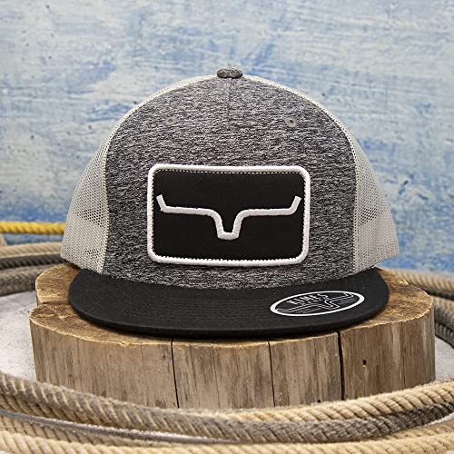 Kimes Ranch Unisex Banner Ventilated Trucker Adjustable Snapback High-Profile Flat Bill Logo Cap/Grey Heather - Image 2