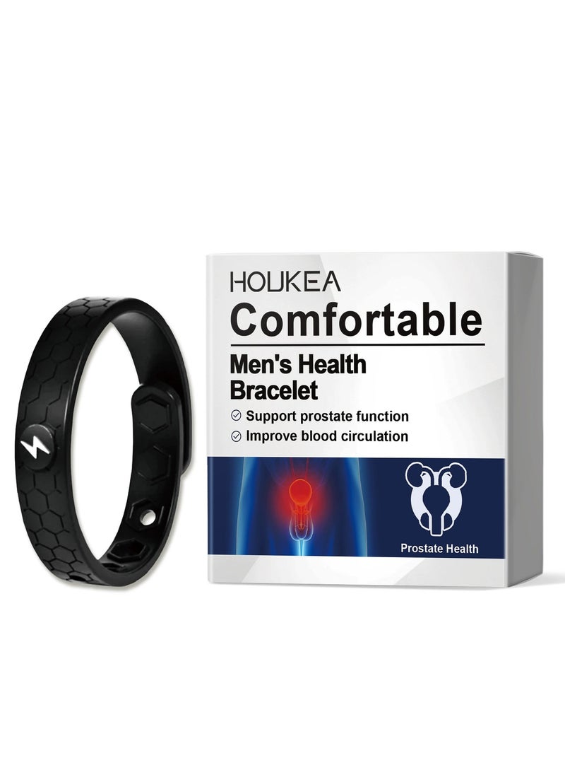 Houkea Men's Magnetic Bracelet, Magnetic Copper Prostate Band, Prostate Bracelet, Prostate Thrust Bracelet, Promotes Blood Circulation (Black)  - Image 1