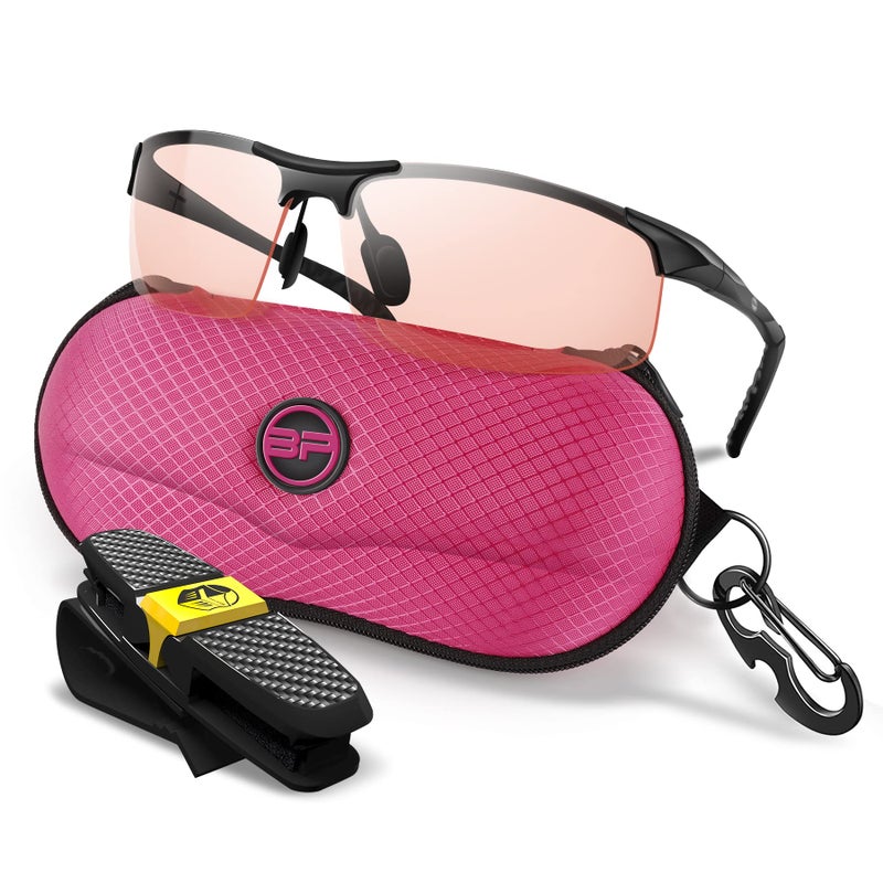 BLUPOND Shooting Glasses Women  Polarized Pink Lens Anti Fog Safety Sunglasses for Shooting Hunting Working for Men Woman