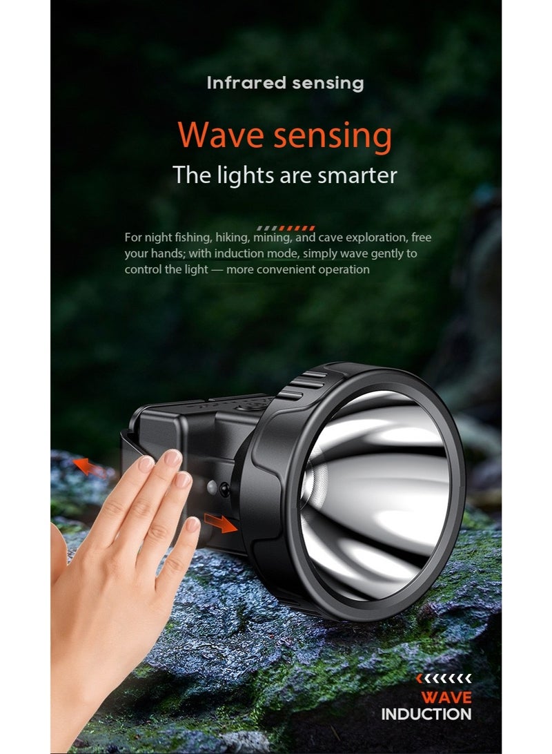 Philips SFL1342RH Headlamp, 13.6W High Brightness with 19 LED Beads, USB-C Rechargeable 1800mAh Long-Lasting Battery, Stepless Dimming Outdoor Headlight BLACK - Image 5