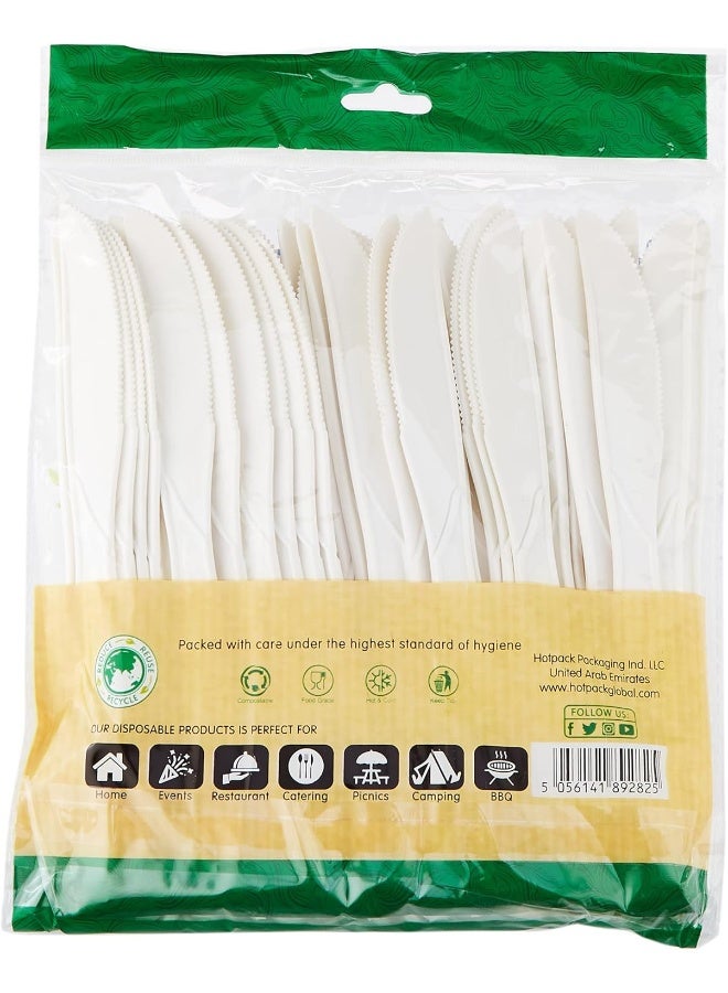 Hotpack ملاعق وسكاكين ثقيلة الاستخدام من هوتباك قابلة للتحلل الحيوي وصديقة للبيئة عدد 50 قطعة  - Image 2